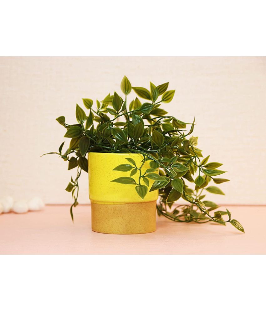     			Leafy Tales Yellow Ceramic Ceramic Planters ( Pack of 1 )