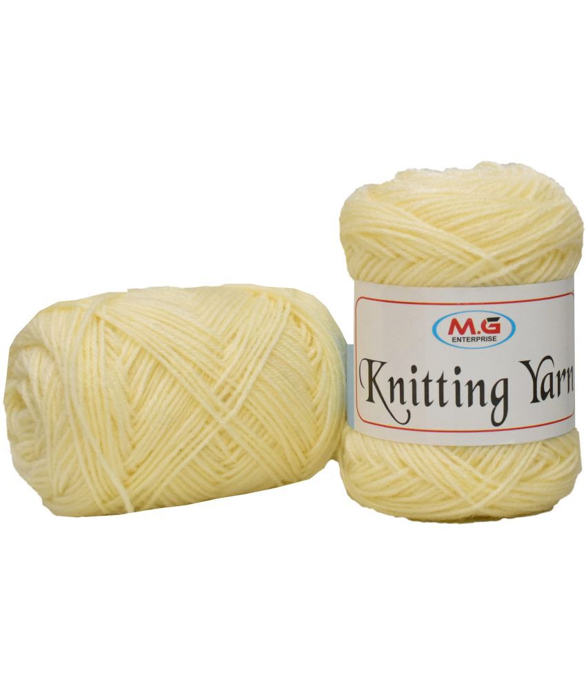     			M.G ENTERPRISE 100% Acrylic Wool Cream 100 GMS Wool Ball Hand Knitting Wool/Art Craft Soft Fingering Crochet Hook Yarn, Needle Knitting Yarn Thread Dyed- Art-AFB
