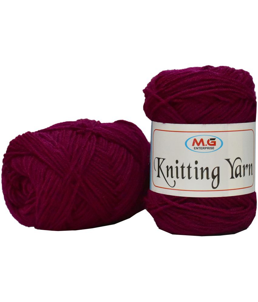     			M.G ENTERPRISE 100% Acrylic Wool Dark Magenta 100 GMS Wool Ball Hand Knitting Wool/Art Craft Soft Fingering Crochet Hook Yarn, Needle Knitting Yarn Thread Dyed- Art-AFC