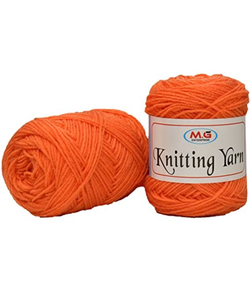     			M.G ENTERPRISE 100% Acrylic Wool Orange 100 GMS Wool Ball Hand Knitting Wool/Art Craft Soft Fingering Crochet Hook Yarn, Needle Knitting Yarn Thread Dyed- Art-ADAA