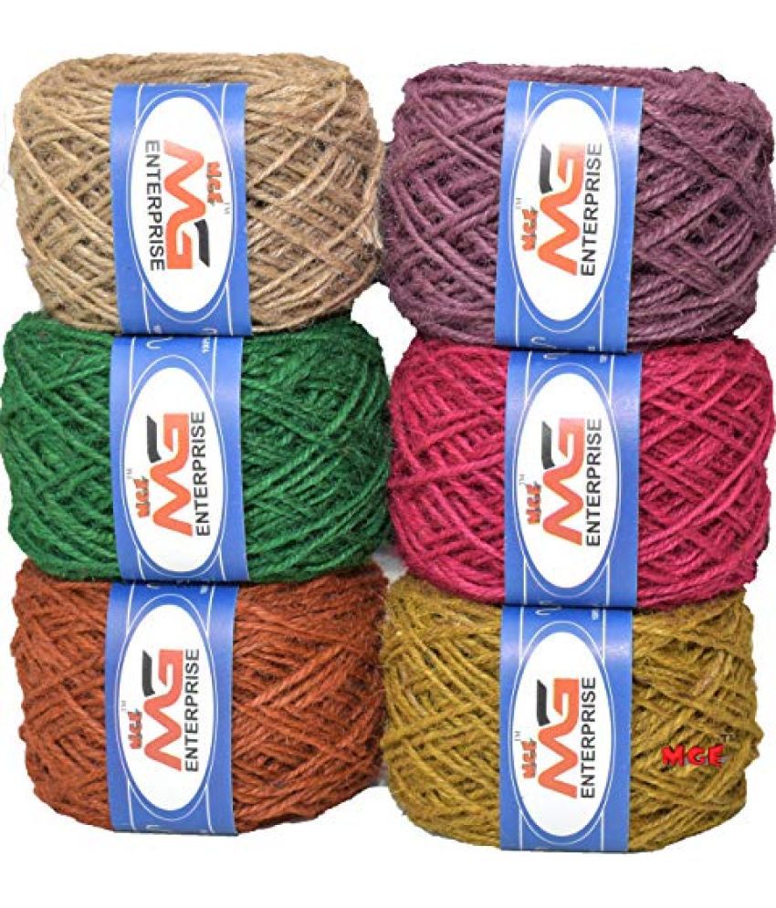     			M.G ENTERPRISE Jute Combo Jute5 Colour Exclusive Twine Ball Threads String Rope 3 Ply 150 m (6 Colours / 25 m Each) for Creative Decoration