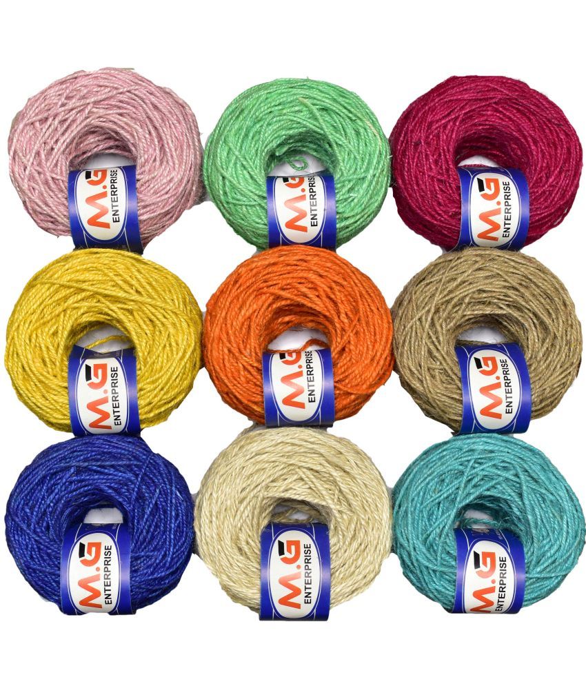     			M.G ENTERPRISE Jute Combo V2 Colour Exclusive Twine Ball Threads String Rope 3 Ply 900 m (9 Colours / 100 m Each) for Creative Decoration