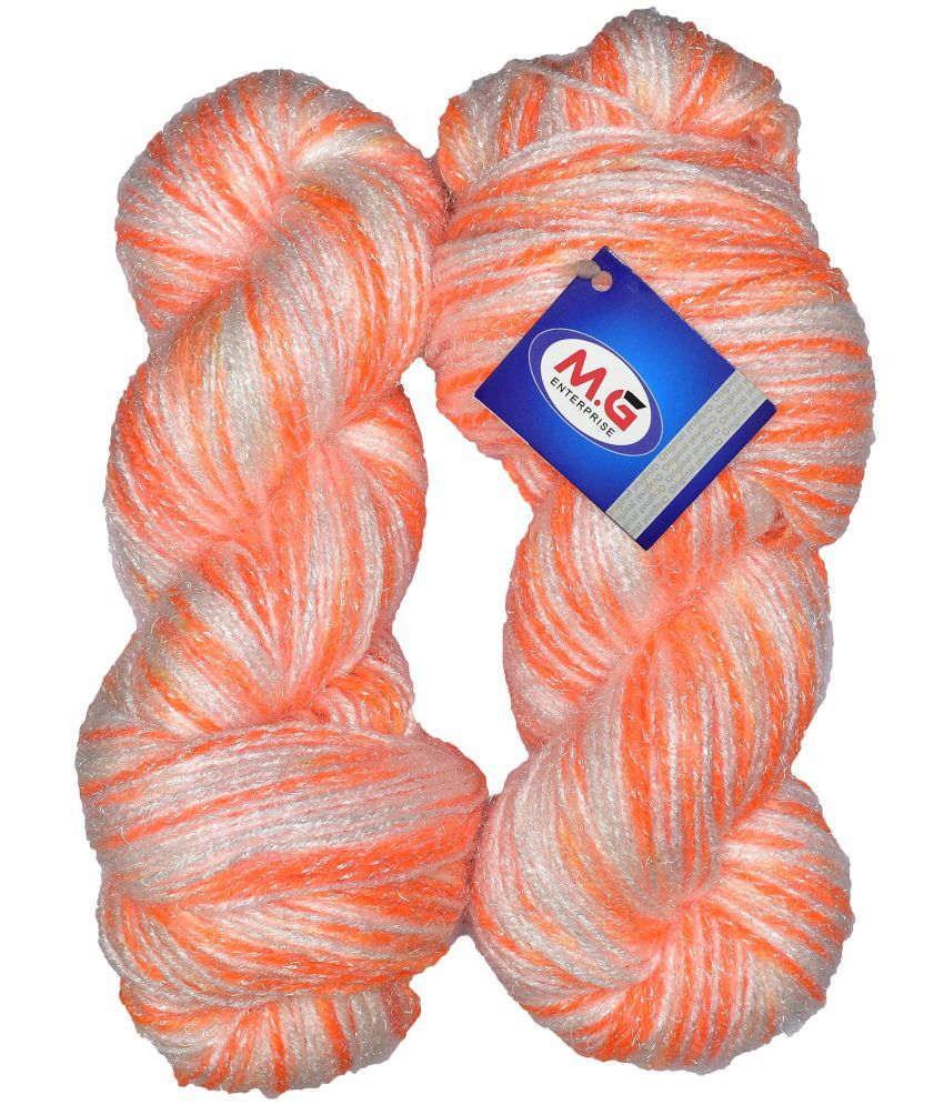     			M.G ENTERPRISE Knitting Yarn Lora Wool, Soft Fancy Wool Orange 200 gm Best Used with Knitting Needles, Soft Fancy Wool Crochet NeedlesWool Yarn for Knitting