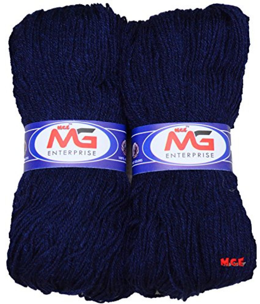     			M.G ENTERPRISE Knitting Yarn Microshine Navy (200 gm) Wool Hank Hand Knitting Wool/Art Craft Soft Fingering Crochet Hook Yarn, Needle Knitting Yarn Thread Dyed