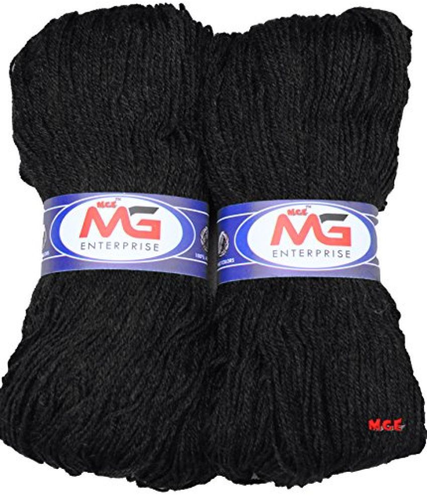     			M.G ENTERPRISE Knitting Yarn Microshine Black (200 gm) Wool Hank Hand Knitting Wool/Art Craft Soft Fingering Crochet Hook Yarn, Needle Knitting Yarn Thread Dyed