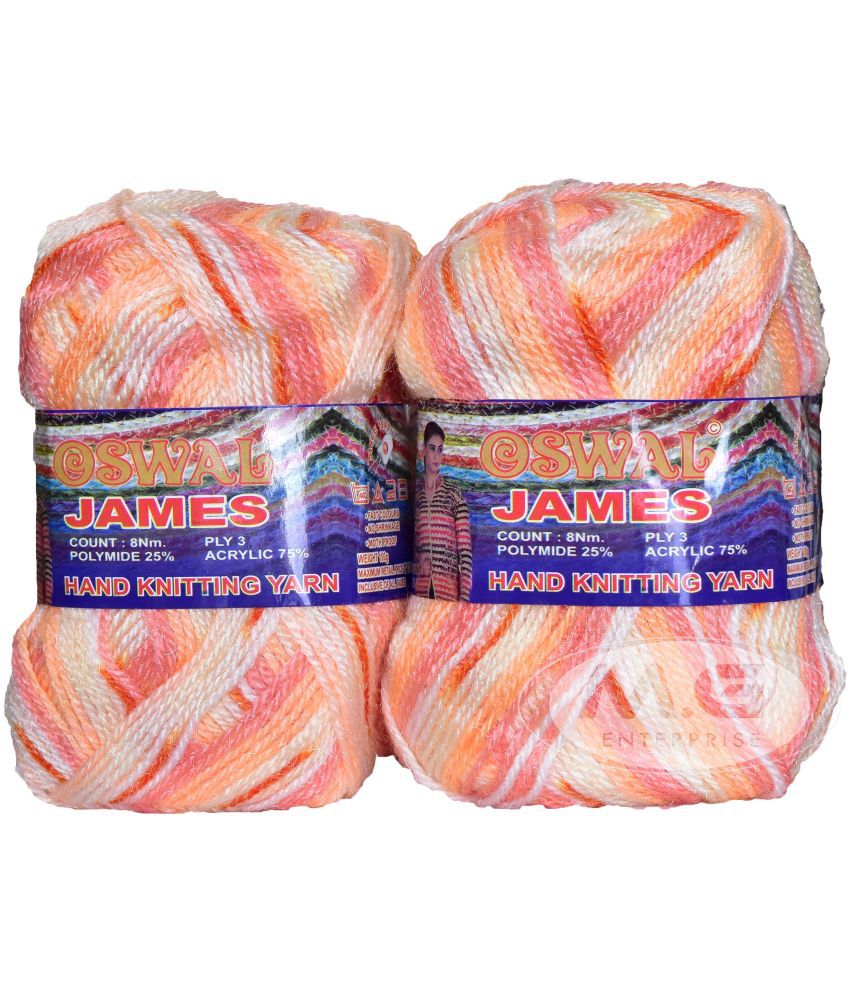     			M.G ENTERPRISE Os wal James Knitting Yarn Wool, Peach Mix Ball 700 gm Best Used with Knitting Needles, Crochet Needles Wool Yarn for Knitting Os wal