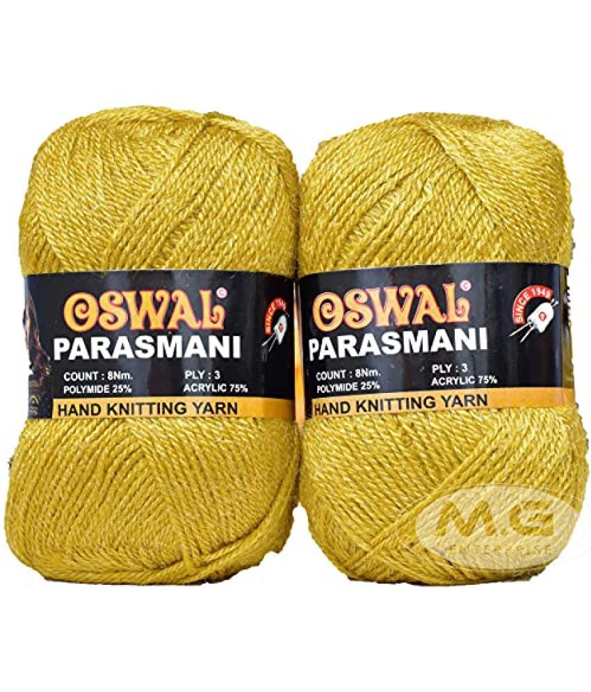     			M.G ENTERPRISE Os wal 3 Ply Knitting Yarn Wool, Mustard 200 gm Best Used with Knitting Needles, Crochet Needles Wool Yarn for Knitting Os wal-A