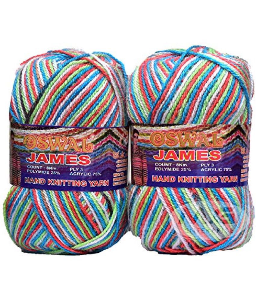     			M.G ENTERPRISE Os wal James Knitting Yarn Wool, Rainbow Ball 500 gm Best Used with Knitting Needles, Crochet Needles Wool Yarn for Knitting Os wal