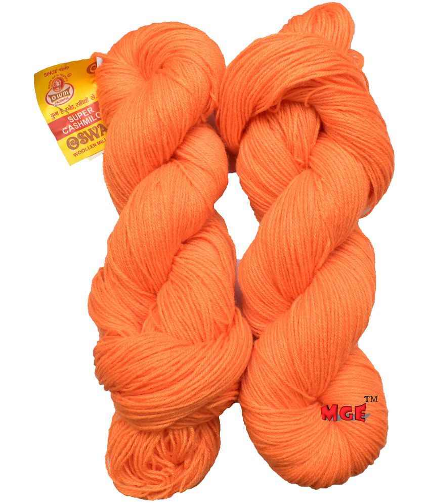     			M.G ENTERPRISE Os wal 3 ply Orange (500 gm) Wool Hank Hand Knitting Wool/Art Craft Soft Fingering Crochet Hook Yarn, Needle Knitting Yarn Thread Dyed