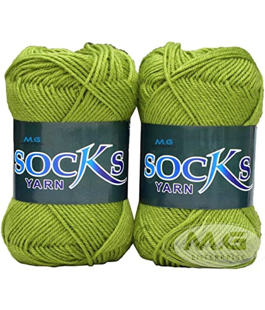     			M.G ENTERPRISE Premium Socks high Strength Nylon Yarn Suitable for Socks, Accessories, and Home Decor. 400 gm Light Green Suitable for Both Crocheting & Knitting. A G IA