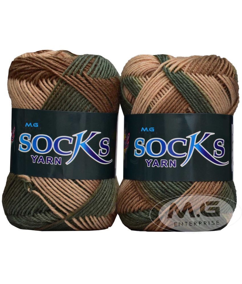     			M.G ENTERPRISE Premium Socks high Strength Nylon Yarn Suitable for Socks, Accessories, and Home Decor. 200 gm Multi Mehndi Suitable for Both Crocheting & Knitting.