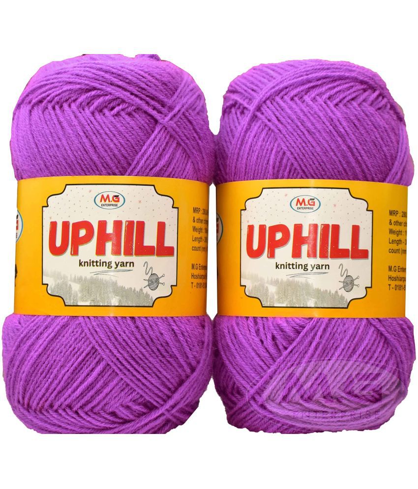     			M.G ENTERPRISE Uphill Purple 400 GMS Wool Hank Hand Knitting Wool/Art Craft Soft Fingering Crochet Hook Yarn, Needle Knitting Yarn Thread Dyed- Art-AFAB