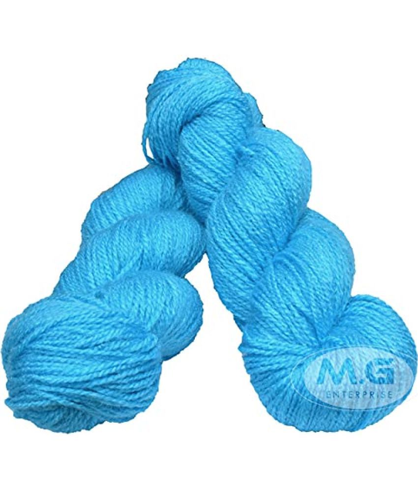     			M.G ENTERRPISE RABIT Excel Aqua Blue (200 gm) Wool Hank Hand Knitting Wool/Art Craft Soft Fingering Crochet Hook Yarn, Needle Knitting Yarn Thread Dyed BBI