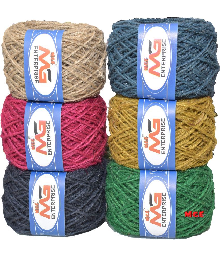     			M.G Enterprise Jute Combo JC 08 Colour Exclusive Twine Ball Threads String Rope 3 Ply 300 m (6 Colours / 50 m Each) for Creative Decoration
