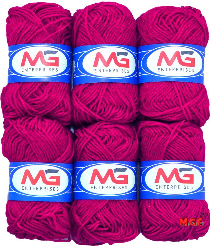     			M.G Enterprises Dark Magenta Wool Ball Hand Knitting Art Craft Soft Fingering Crochet Hook Yarn, Needle Knitting Thread Dyed - Pack of 14