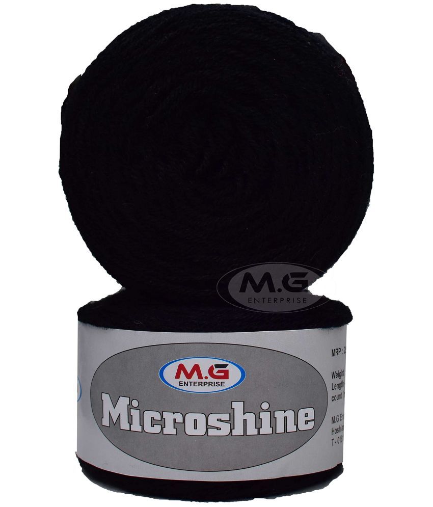     			M.G Microshine Black (500 gm) Wool Hank Hand Knitting Wool/Art Craft Soft Fingering Crochet Hook Yarn, Needle Knitting Yarn Thread dye AB