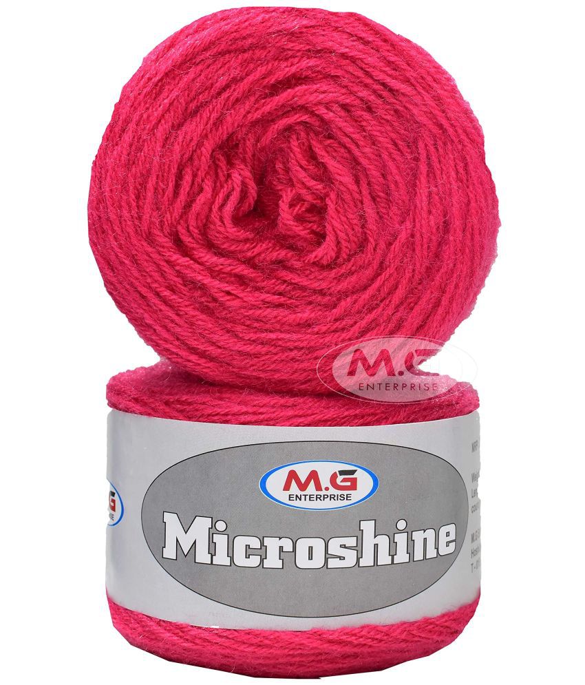     			MGE Microshine Magenta (300 gm) Wool Hank Hand Knitting Wool/Art Craft Soft Fingering Crochet Hook Yarn, Needle Knitting Yarn Thread Dyed