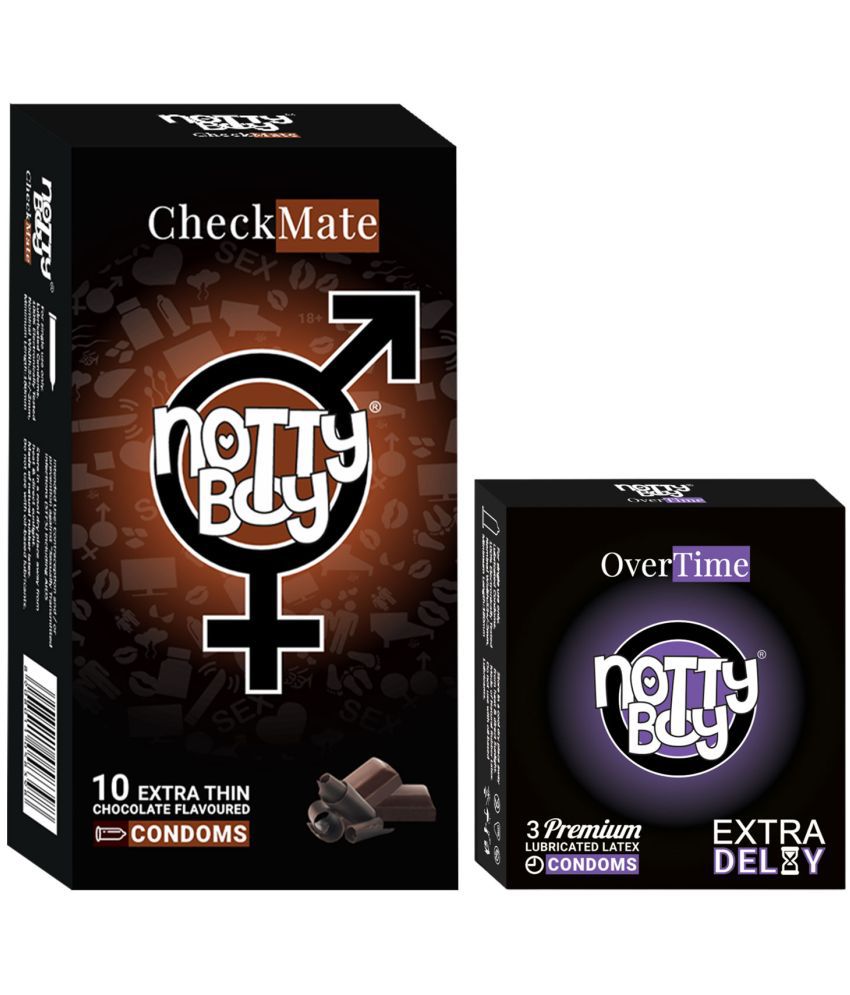     			NottyBoy Chocolate Flavoured and Extra Delay Condoms - Set of 2, 13 Pieces