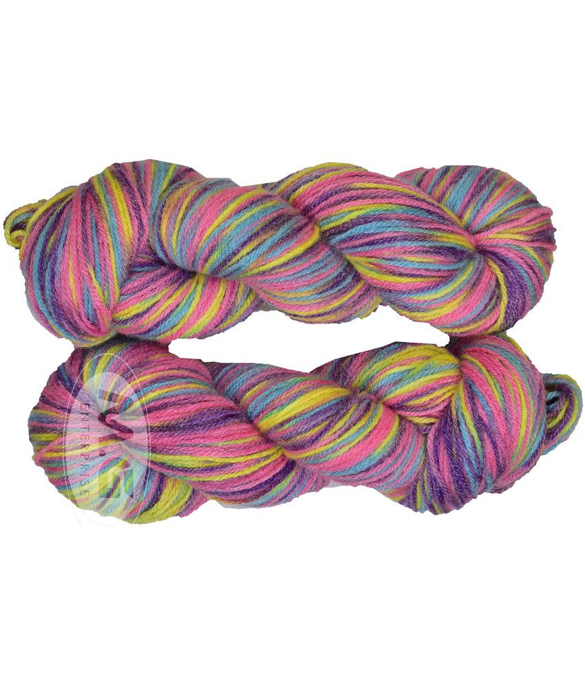     			Oswal Microrangoli Knitting Yarn Wool, Rainbow 2 200 gm Woolen Crochet Yarn Thread. Best Used with Knitting Needles, Crochet Needles. SIMI Enterprise Wool Yarn for Knitting. Best Woolen Thread. MK