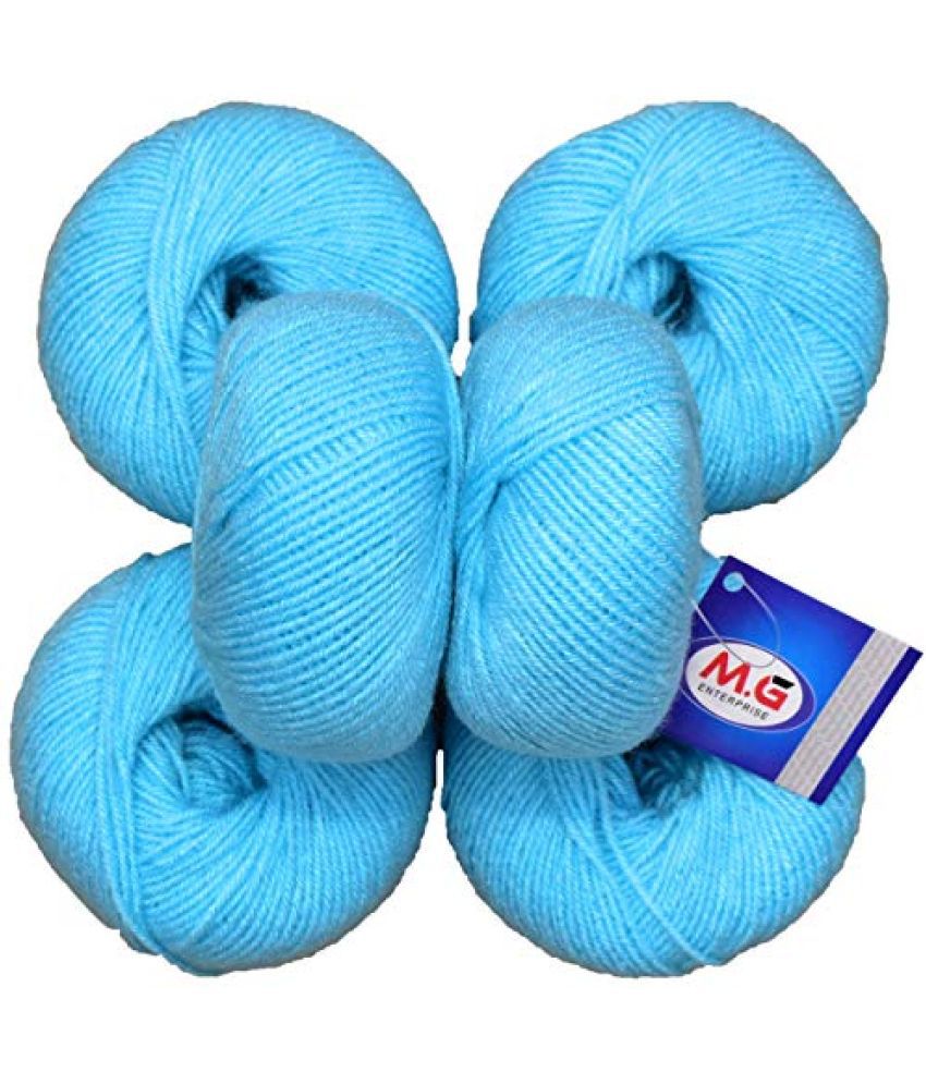    			SIMI ENTERPRISE 100% Acrylic Wool Icey Blue (6 pc) Baby Soft 4 ply Wool Ball Hand Knitting Wool/Art Craft Soft Fingering Crochet Hook Yarn, Needle Knitting Yarn Thread Dyed
