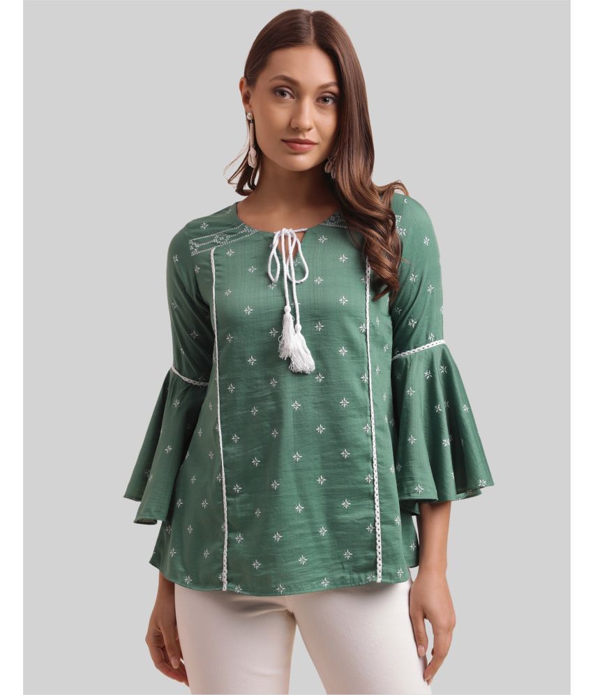     			Skylee Chiffon Printed A-line Women's Kurti - Green ( Pack of 1 )