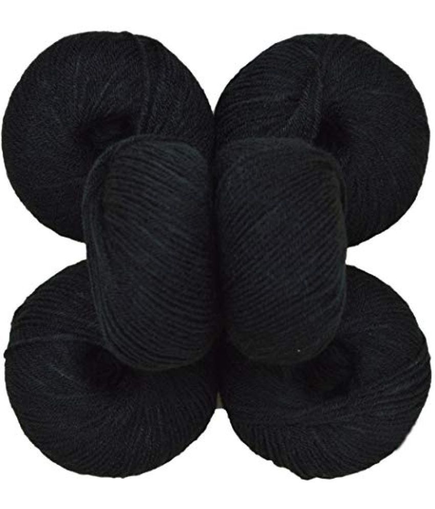    			Vardhman 100% Acrylic Wool Black (10 pc) Baby Soft Wool Ball Hand Knitting Wool/Art Craft Soft Fingering Crochet Hook Yarn, Needle Knitting Yarn Thread Dyed