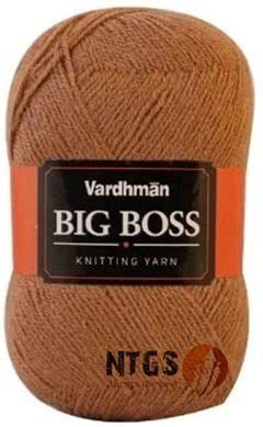     			Vardhman BigBoss Wool Soft Fingering Hand Knitting Dyed Light Brown Wool Crochet Hook Yarn (200 g) Shade no.28