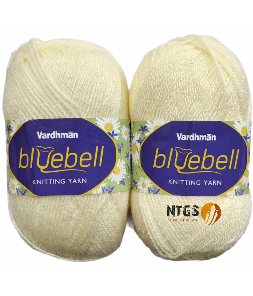     			Vardhman Bluebell 500 g Wool Ball Hand Knitting Wool & Art Craft Soft Fingering Crochet Hook Yarn Needles Acrylic Knitting Yarn Thread Dyed Light Cream (One Ball 100gm Each) Shade No-9