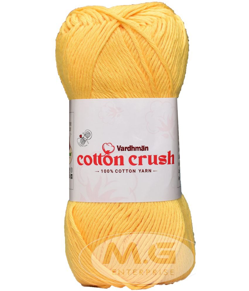     			Vardhman Cotton Crush 8-ply Yellow 400 GMS 100% Cotton Ball Hand Knitting Cotton/Art Craft Soft Fingering Crochet Hook Yarn, Needle Knitting Yarn Thread Dyed-LC Art-AFDB
