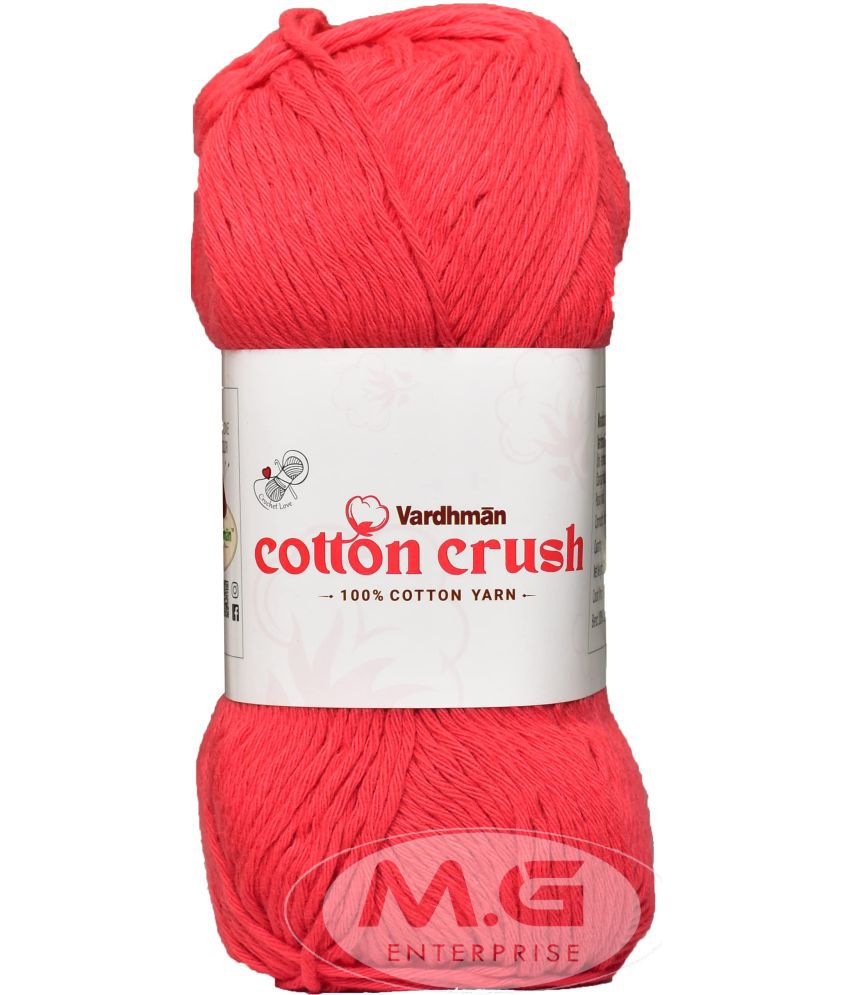     			Vardhman Cotton Crush 8-ply Red 200 GMS 100% Cotton Ball Hand Knitting Cotton/Art Craft Soft Fingering Crochet Hook Yarn, Needle Knitting Yarn Thread Dyed-CC Art-AFCC