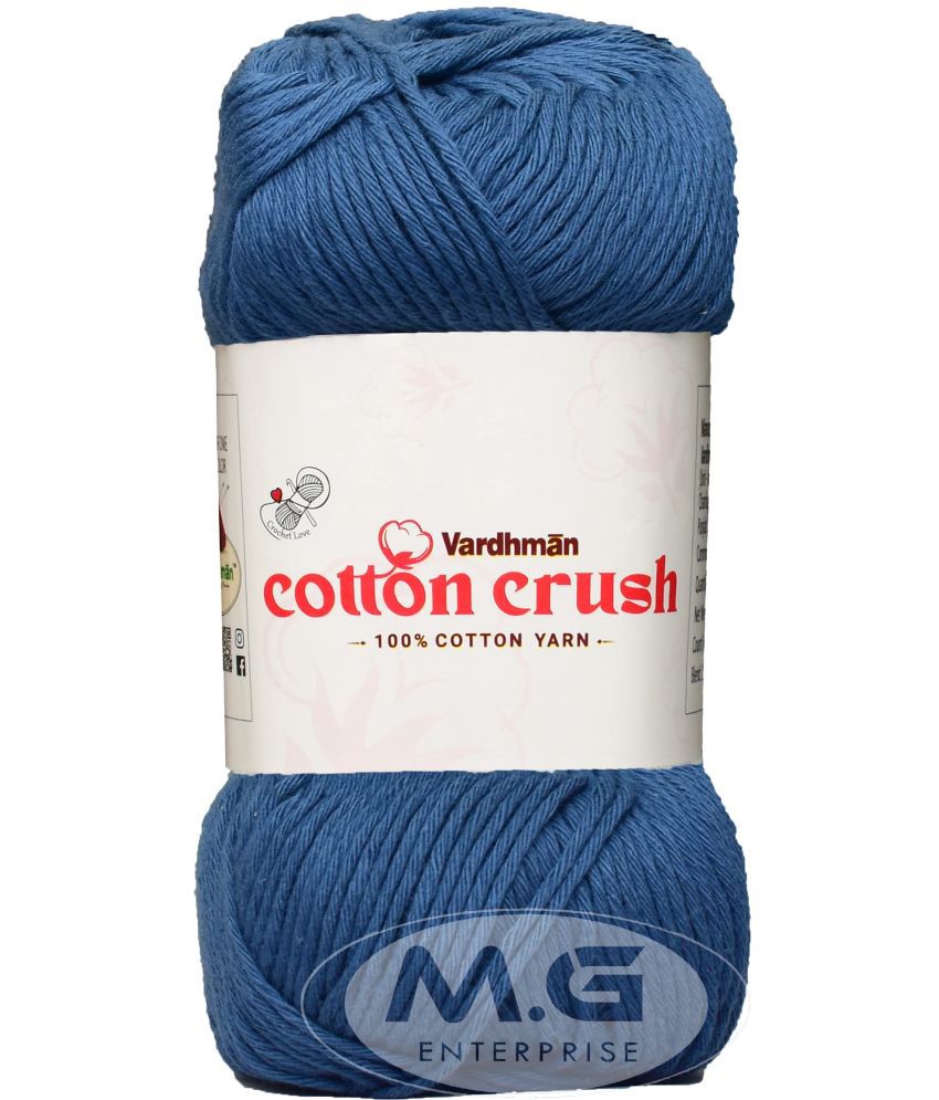     			Vardhman Cotton Crush 8-ply Airforce 600 GMS 100% Cotton Ball Hand Knitting Cotton/Art Craft Soft Fingering Crochet Hook Yarn, Needle Knitting Yarn Thread Dyed-DC Art-AFCD