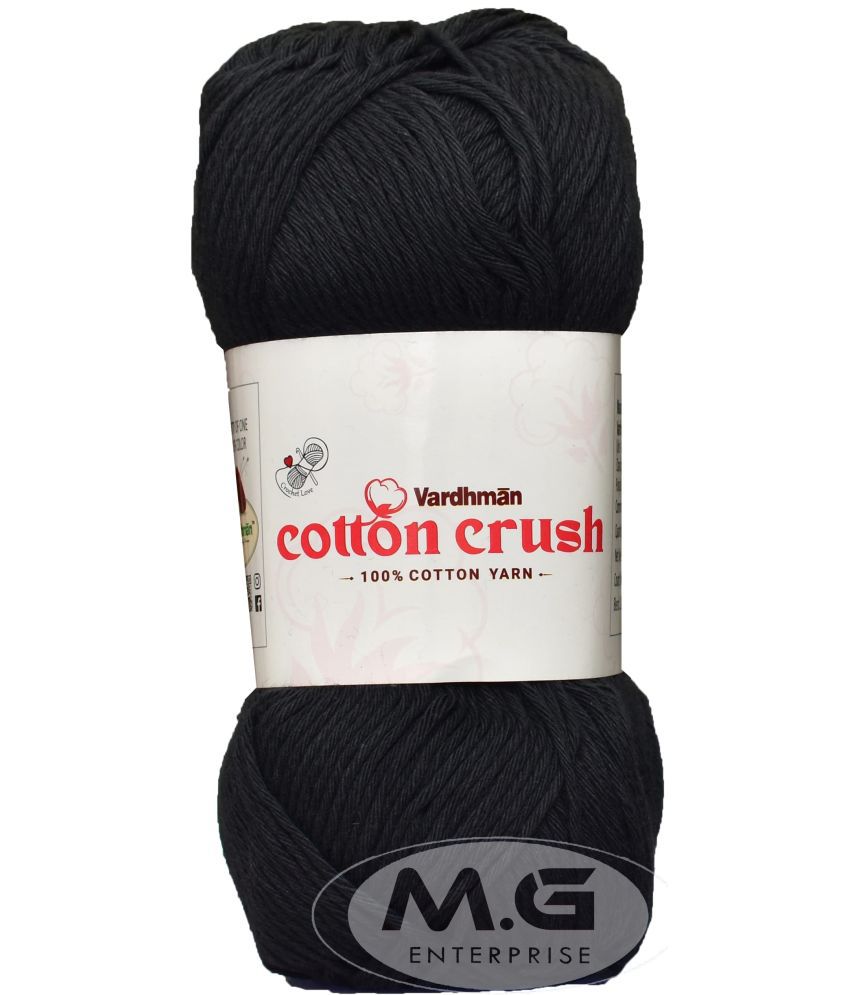     			Vardhman Cotton Crush 8-ply Black 200 GMS 100% Cotton Ball Hand Knitting Cotton/Art Craft Soft Fingering Crochet Hook Yarn, Needle Knitting Yarn Thread Dyed-BC Art-AFCB