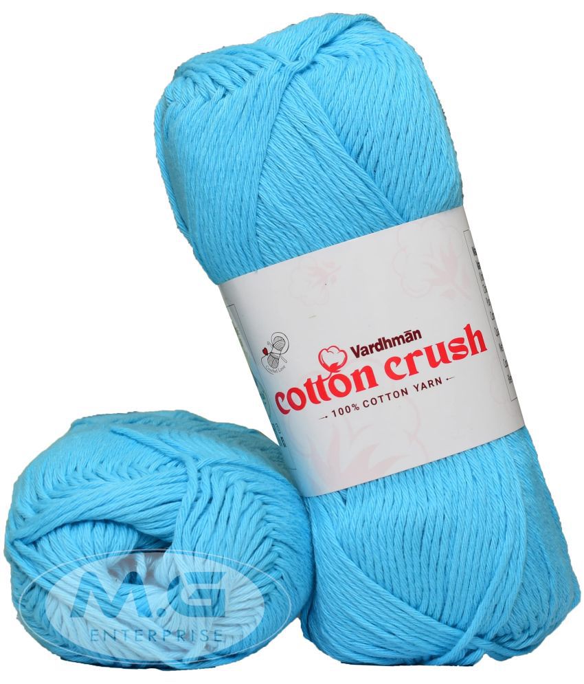     			Vardhman Cotton Crush 8-ply Aqua Blue 200 GMS 100% Cotton Ball Hand Knitting Cotton/Art Craft Soft Fingering Crochet Hook Yarn, Needle Knitting Yarn Thread Dyed-HC Art-AFCH