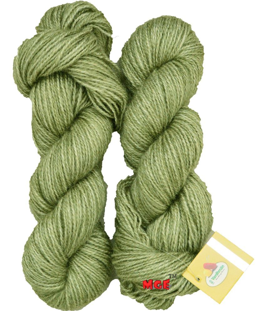     			Vardhman Mohir Plus Green Wool Hand Knitting Wool/Art Craft Soft Fingering Crochet Hook Yarn, Needle Acrylic Knitting Yarn Thread Dyed 200 gm