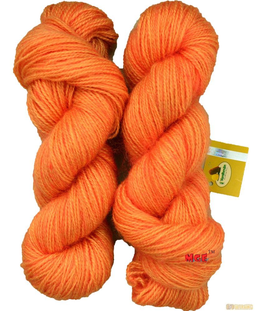     			Vardhman Mohir Plus Orange Wool Hand Knitting Wool/Art Craft Soft Fingering Crochet Hook Yarn, Needle Acrylic Knitting Yarn Thread Dyed 400 gm?