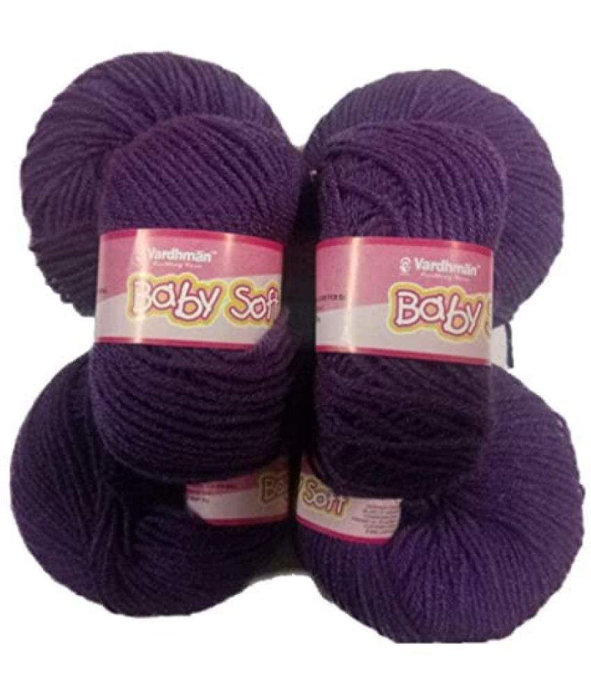     			Vardhman Yarn Baby Soft Acrylic Wool for Hand Knitting Fingering Crochet Hook (Dark Purple, 150 g)