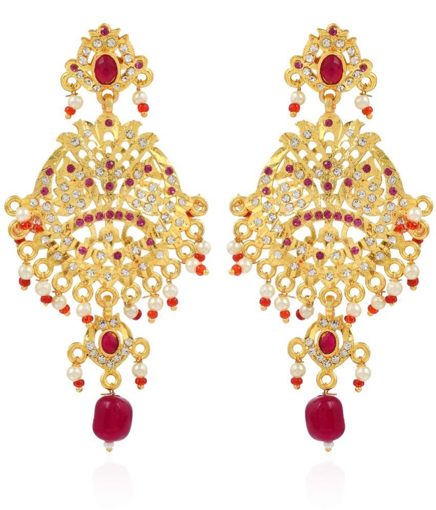     			ADMIER Red Danglers Earrings ( Pack of 1 )