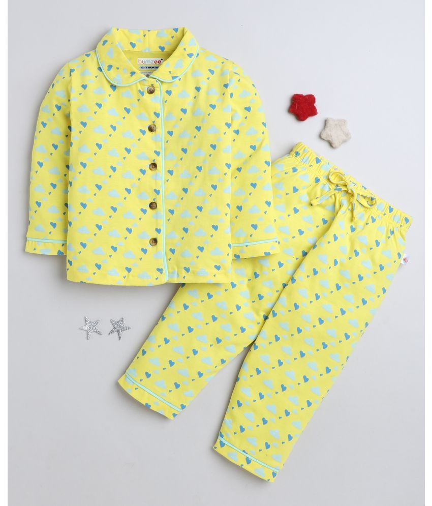     			BUMZEE Pack of 2 Baby Girls 100% Cotton Nightsuits ( Yellow )