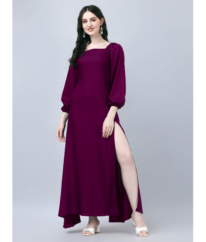     			Femvy Polyester Solid Full Length Women's Side Slit Dress - Magenta ( Pack of 1 )