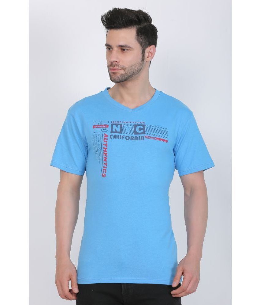     			Indian Pridee 100% Cotton Regular Fit Printed Half Sleeves Men's T-Shirt - Light Blue ( Pack of 1 )