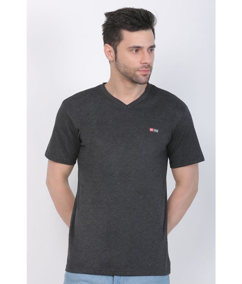     			Indian Pridee 100% Cotton Regular Fit Self Design Half Sleeves Men's T-Shirt - Charcoal Grey ( Pack of 1 )