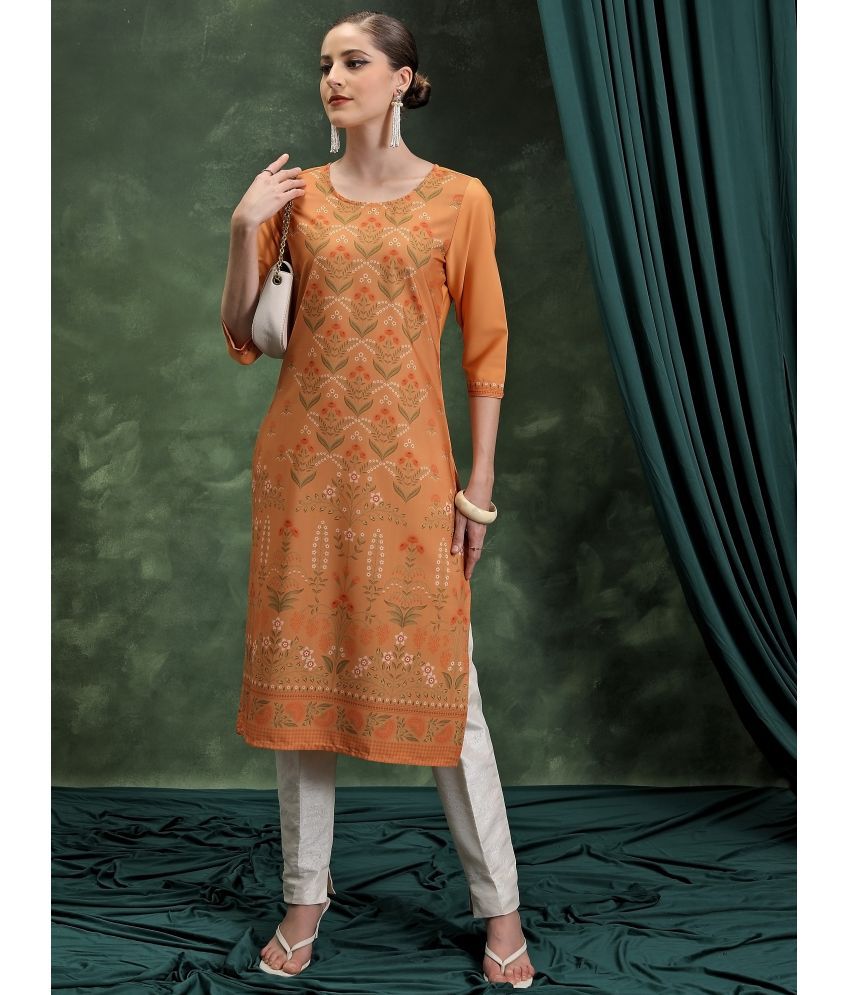     			Ketch Polyester Printed Straight Women's Kurti - Orange ( Pack of 1 )