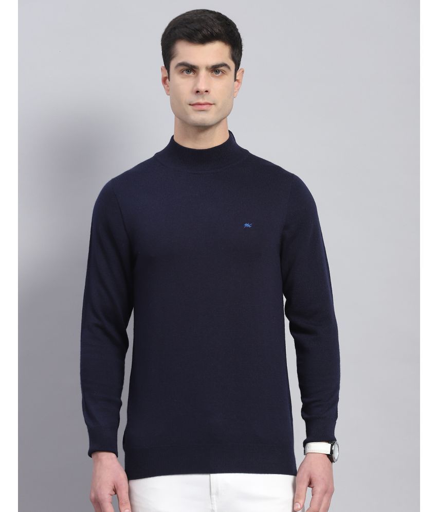     			Monte Carlo Woollen Round Neck Men's Full Sleeves Pullover Sweater - Navy Blue ( Pack of 1 )