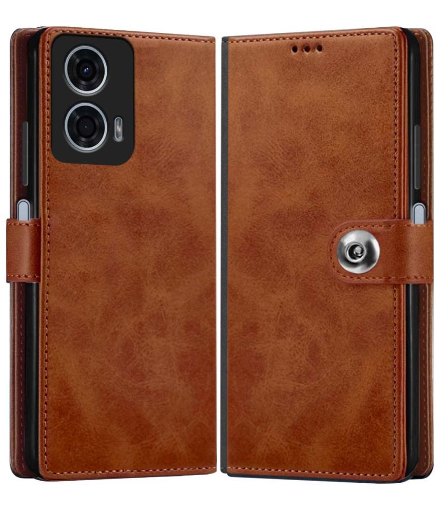     			NBOX Brown Flip Cover Leather Compatible For MOTOROLA G24 Power ( Pack of 1 )