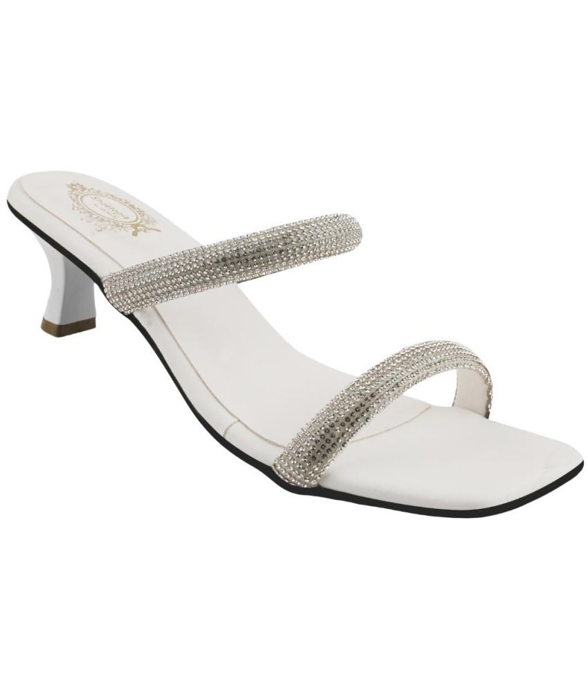     			Shoetopia White Women's Sandal Heels