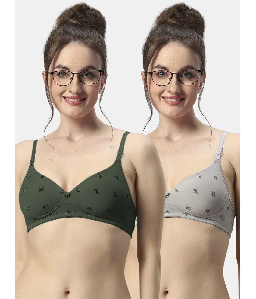     			Sonari Pack of 2 Polyester Lightly Padded Women's T-Shirt Bra ( Multicolor ) avanibgreengrey