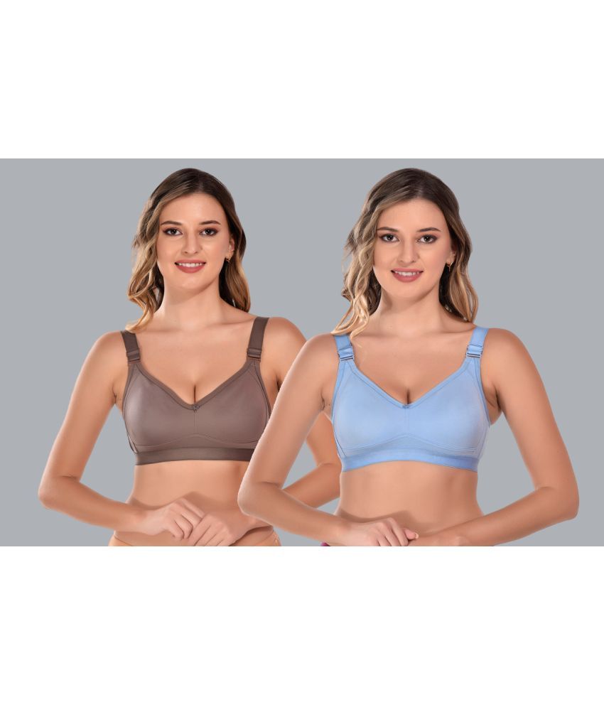     			Viral Girl Pack of 2 Cotton Non Padded Women's T-Shirt Bra ( Light Blue ) VM-DAYNA-BROWN-SKYBLUE