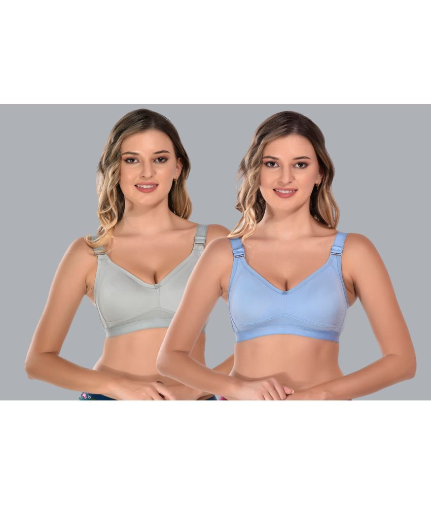     			Viral Girl Pack of 2 Cotton Non Padded Women's T-Shirt Bra ( Light Blue ) VM-DAYNA-GREY-SKYBLUE