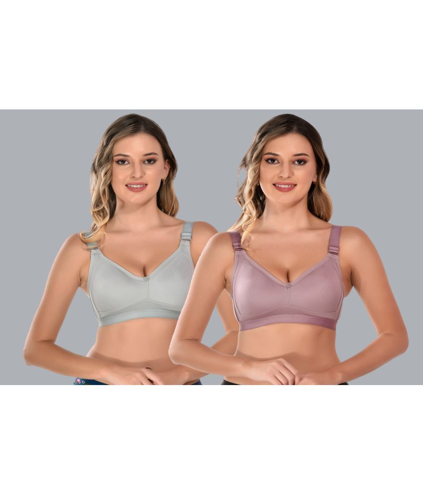     			Viral Girl Pack of 2 Cotton Non Padded Women's T-Shirt Bra ( Silver ) VM-DAYNA-GREY-ONION