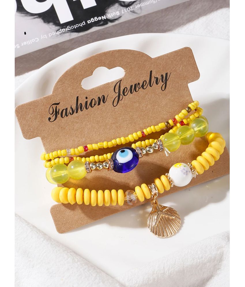     			YOUBELLA Yellow Charm Bracelet ( Pack of 1 )